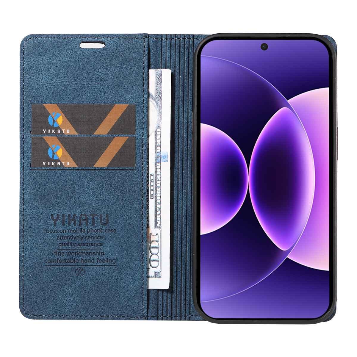 For Xiaomi 17 Pro Leather Cover YIKATU YK-004 Skin-Touch Wallet Phone Cases - Blue