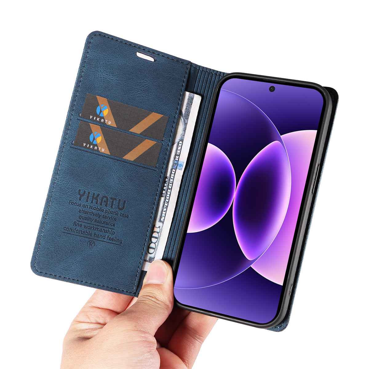 For Xiaomi 17 Pro Leather Cover YIKATU YK-004 Skin-Touch Wallet Phone Cases - Blue