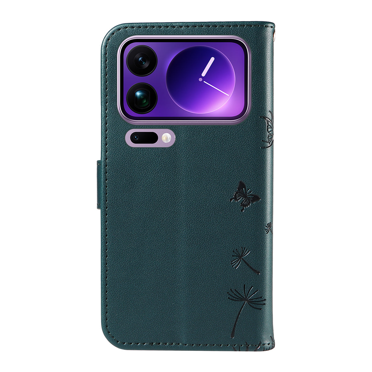 For Xiaomi 17 Pro Max Leather Wallet Case with Strap Dandelion Imprint Phone Stand Cover - Blue