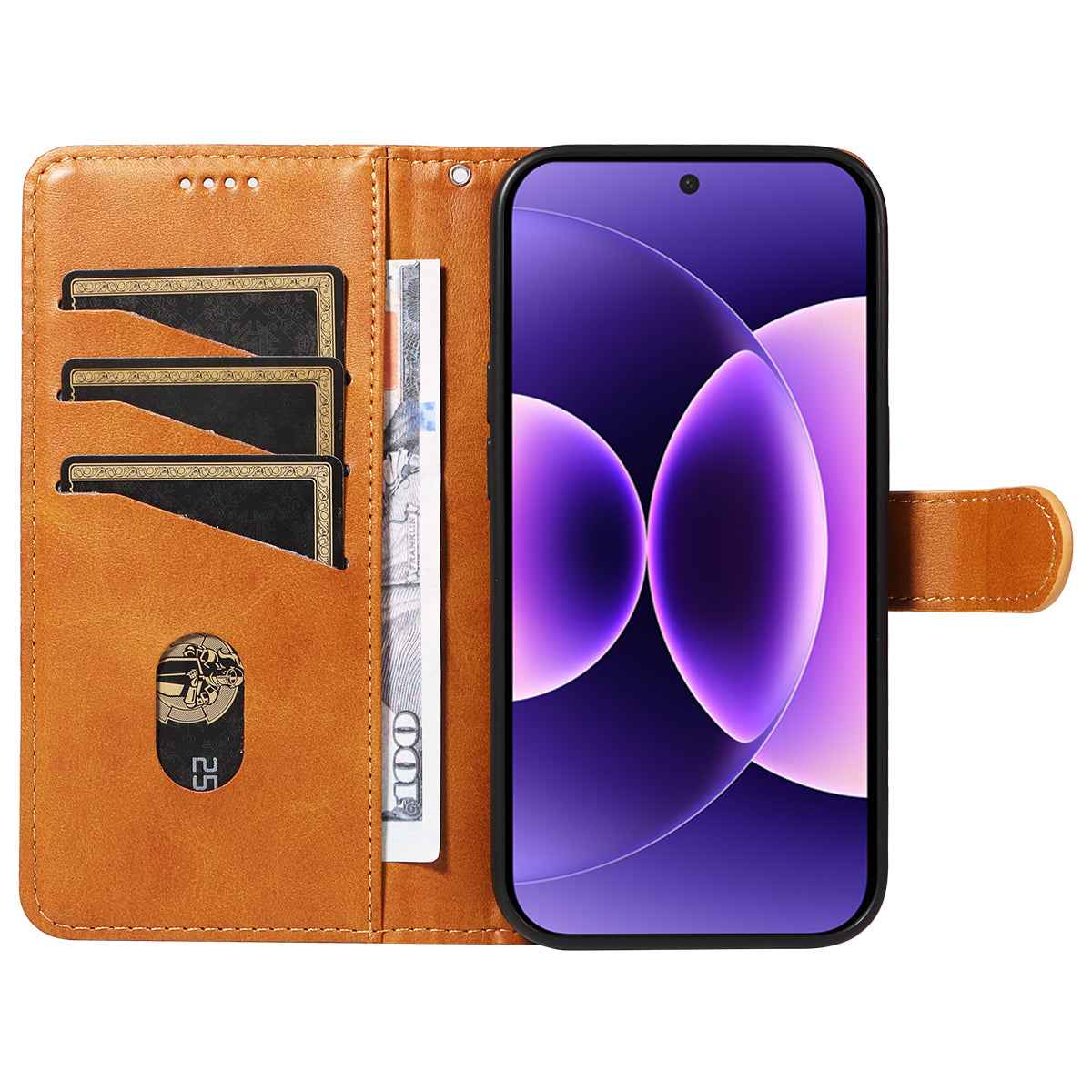 For Xiaomi 17 Pro Wallet Case T-Shape Lines Leather Phone Cover Stand - Brown