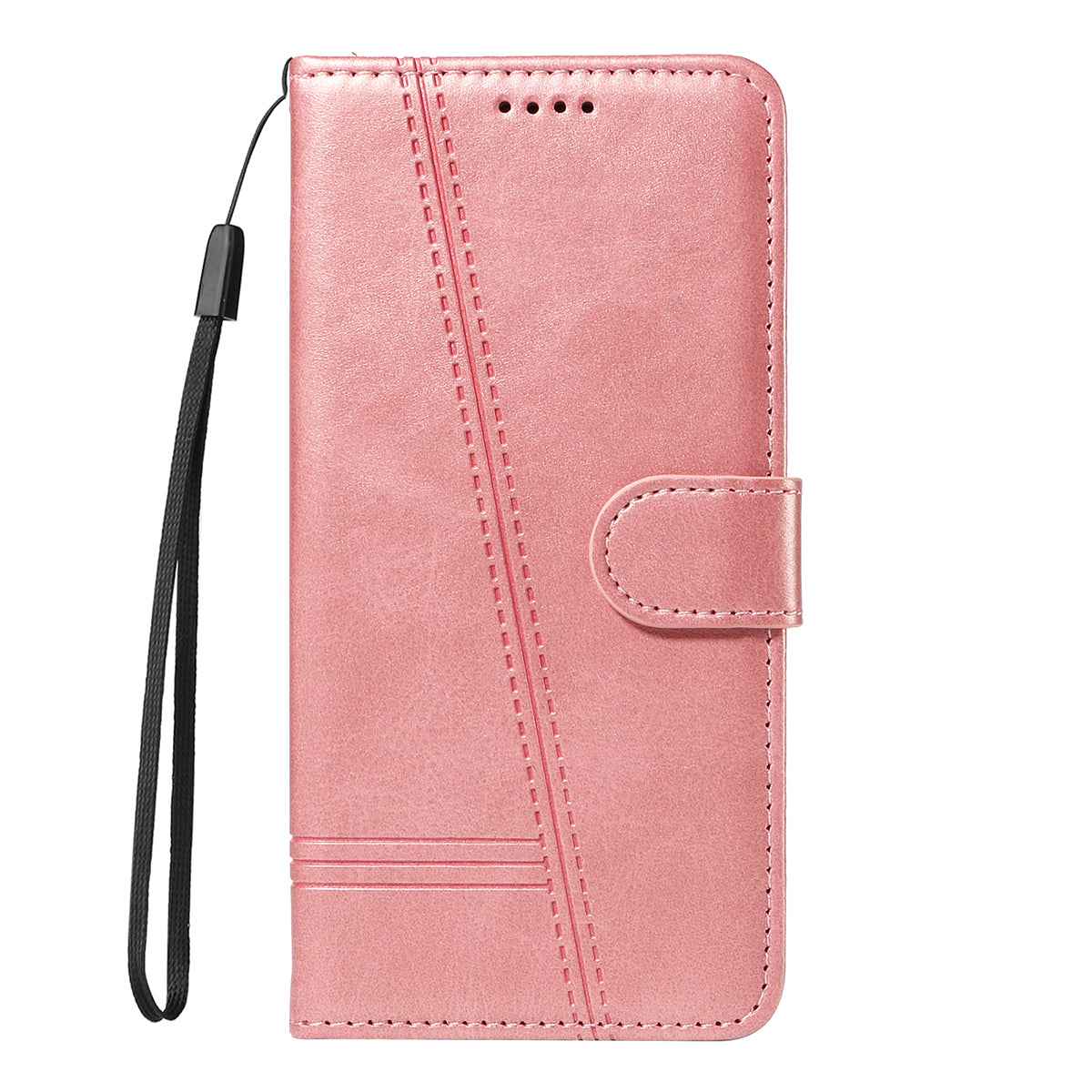 For Xiaomi 17 Pro Wallet Case T-Shape Lines Leather Phone Cover Stand - Rose Gold