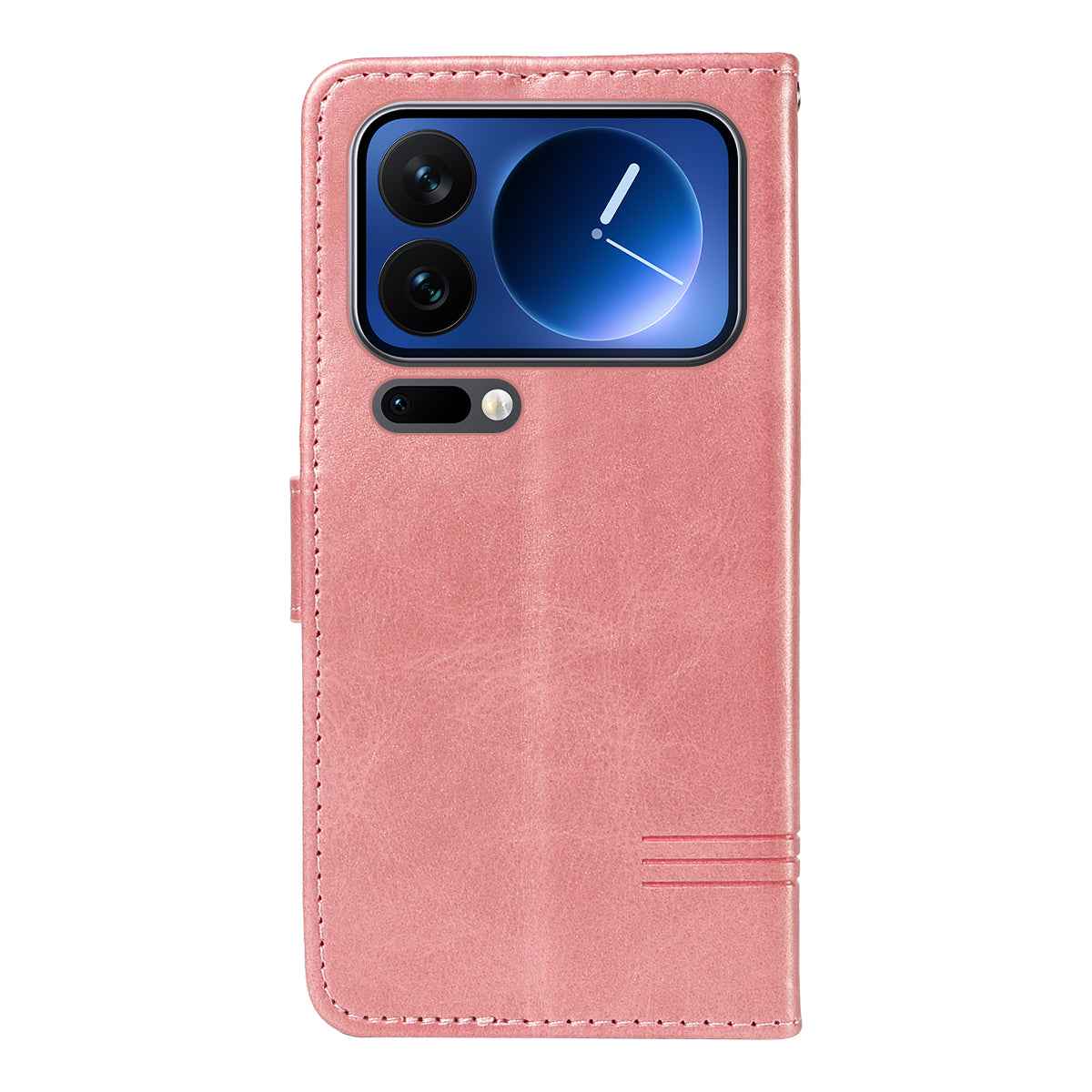 For Xiaomi 17 Pro Wallet Case T-Shape Lines Leather Phone Cover Stand - Rose Gold