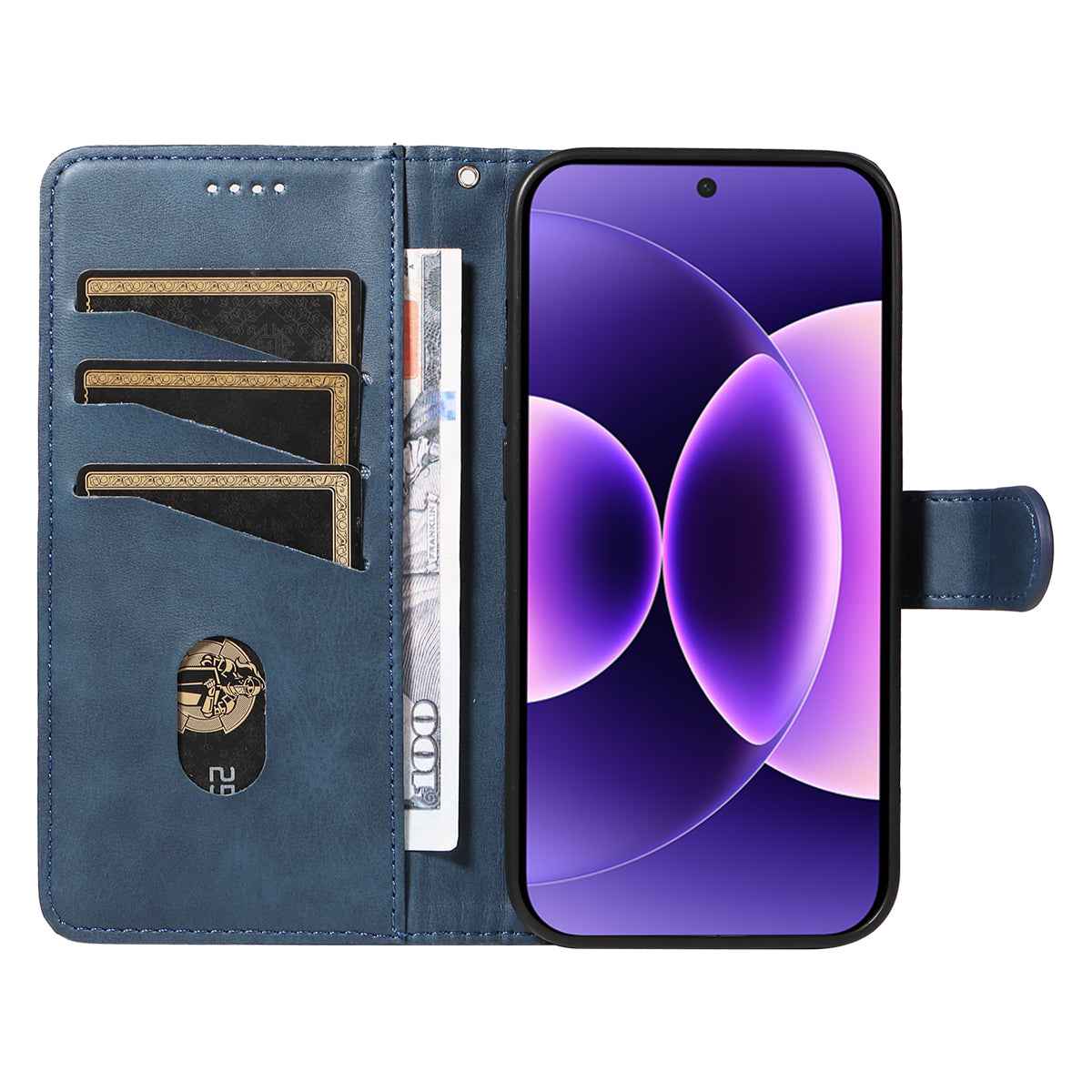 For Xiaomi 17 Pro Wallet Case T-Shape Lines Leather Phone Cover Stand - Blue