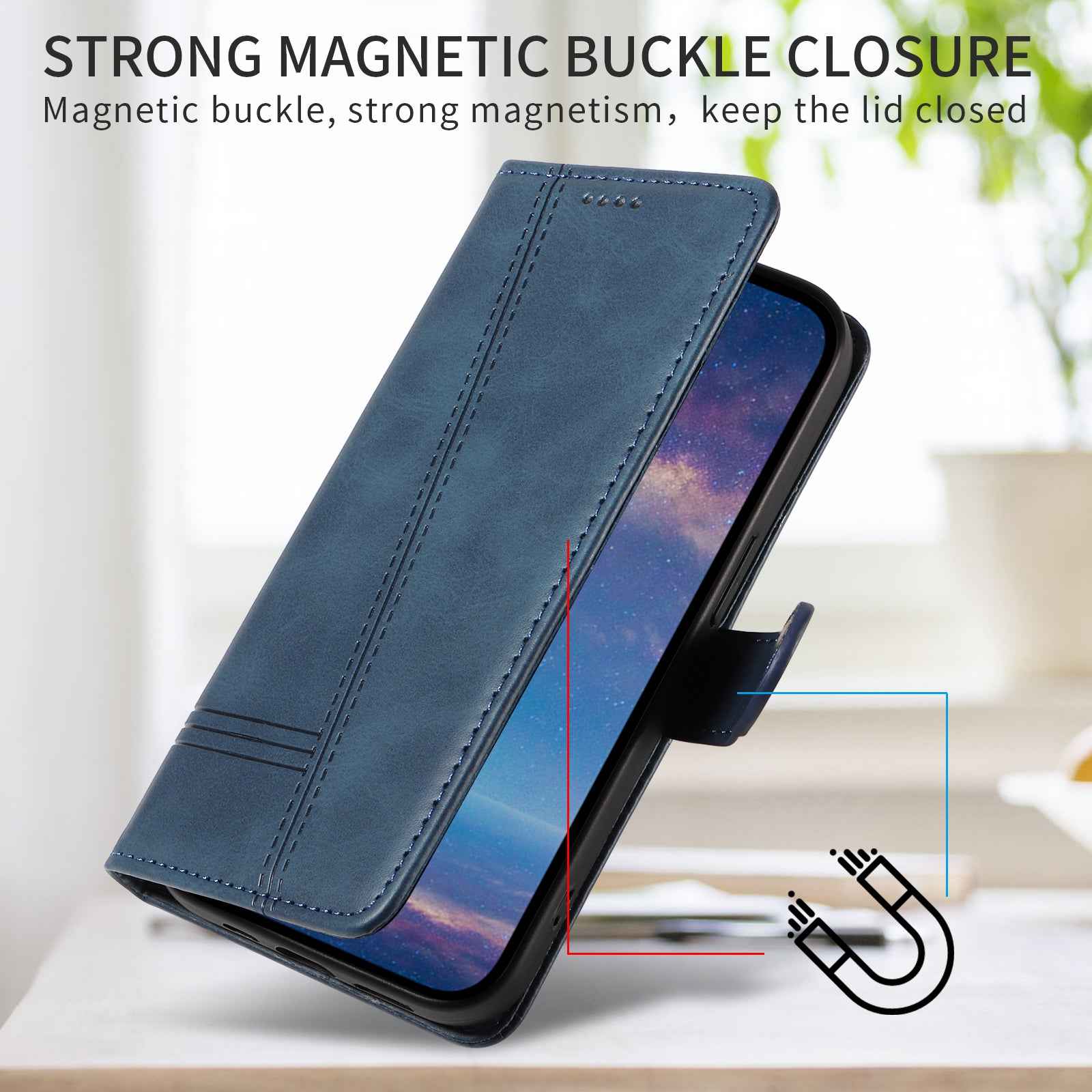 For Xiaomi 17 Pro Wallet Case T-Shape Lines Leather Phone Cover Stand - Blue