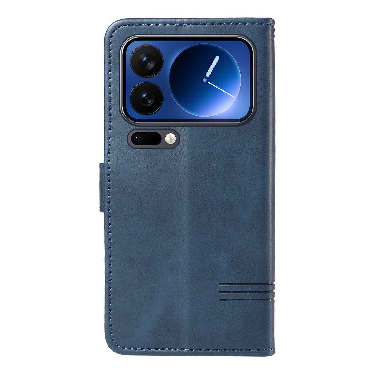 For Xiaomi 17 Pro Wallet Case T-Shape Lines Leather Phone Cover Stand - Blue
