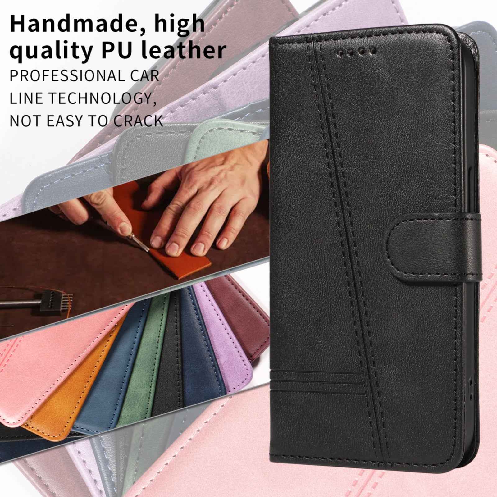 For Xiaomi 17 Pro Wallet Case T-Shape Lines Leather Phone Cover Stand -  Black