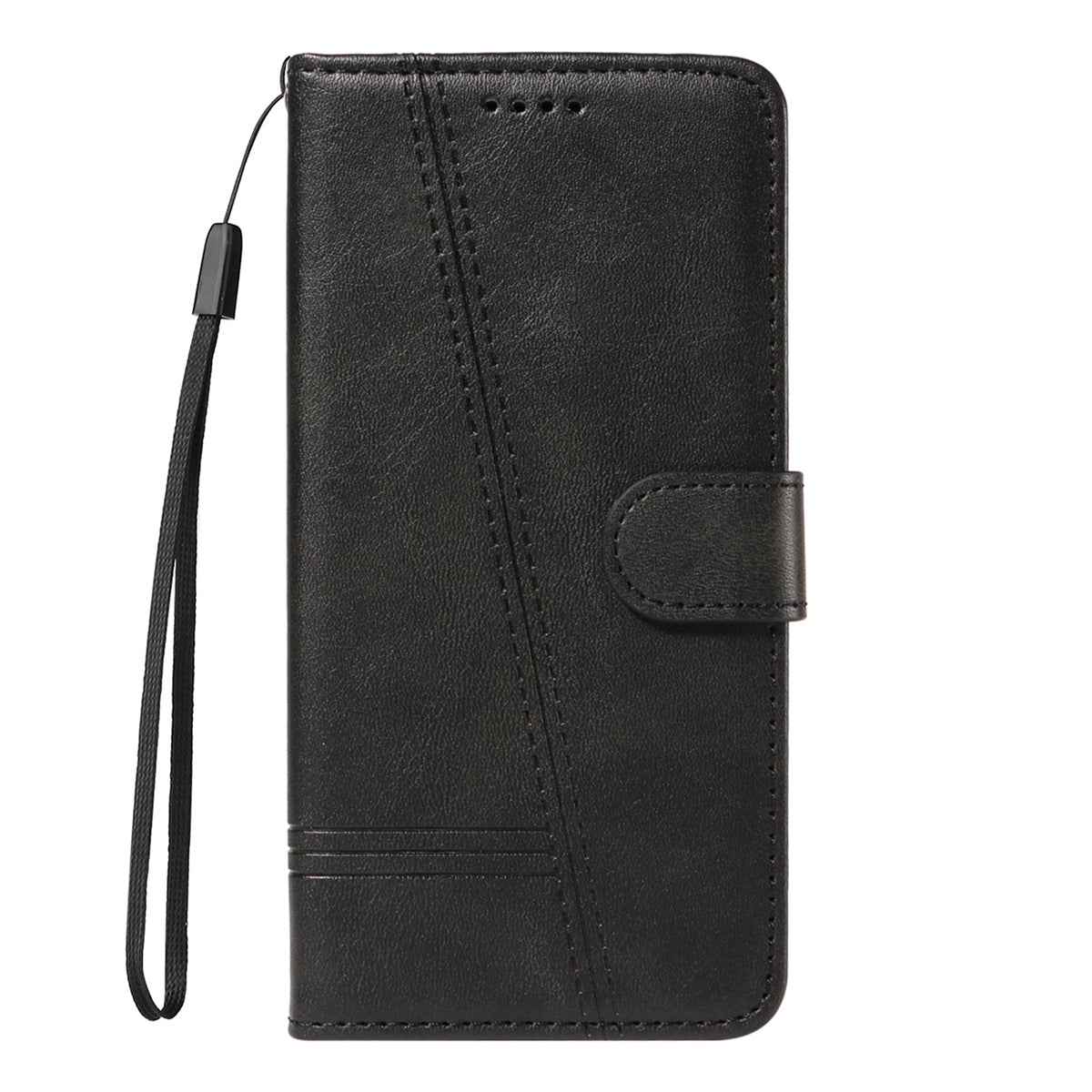 For Xiaomi 17 Pro Wallet Case T-Shape Lines Leather Phone Cover Stand -  Black