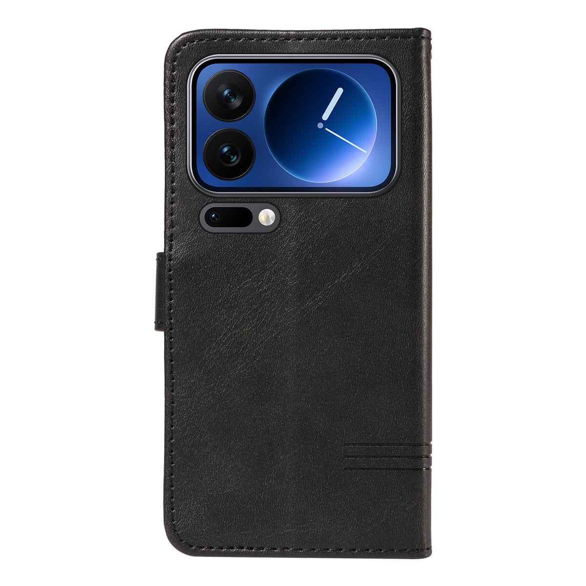 For Xiaomi 17 Pro Wallet Case T-Shape Lines Leather Phone Cover Stand -  Black