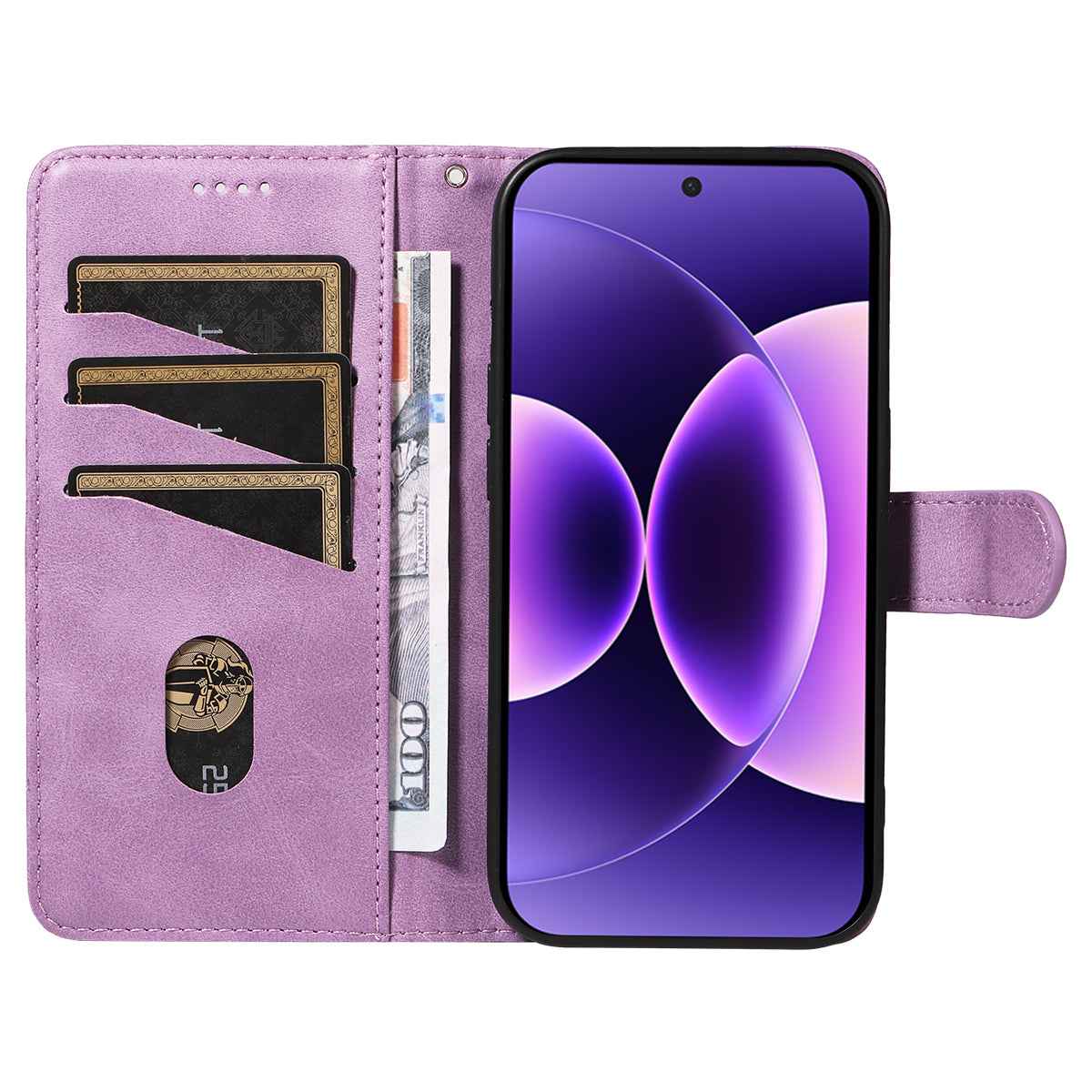 For Xiaomi 17 Pro Wallet Case T-Shape Lines Leather Phone Cover Stand -  Light Purple