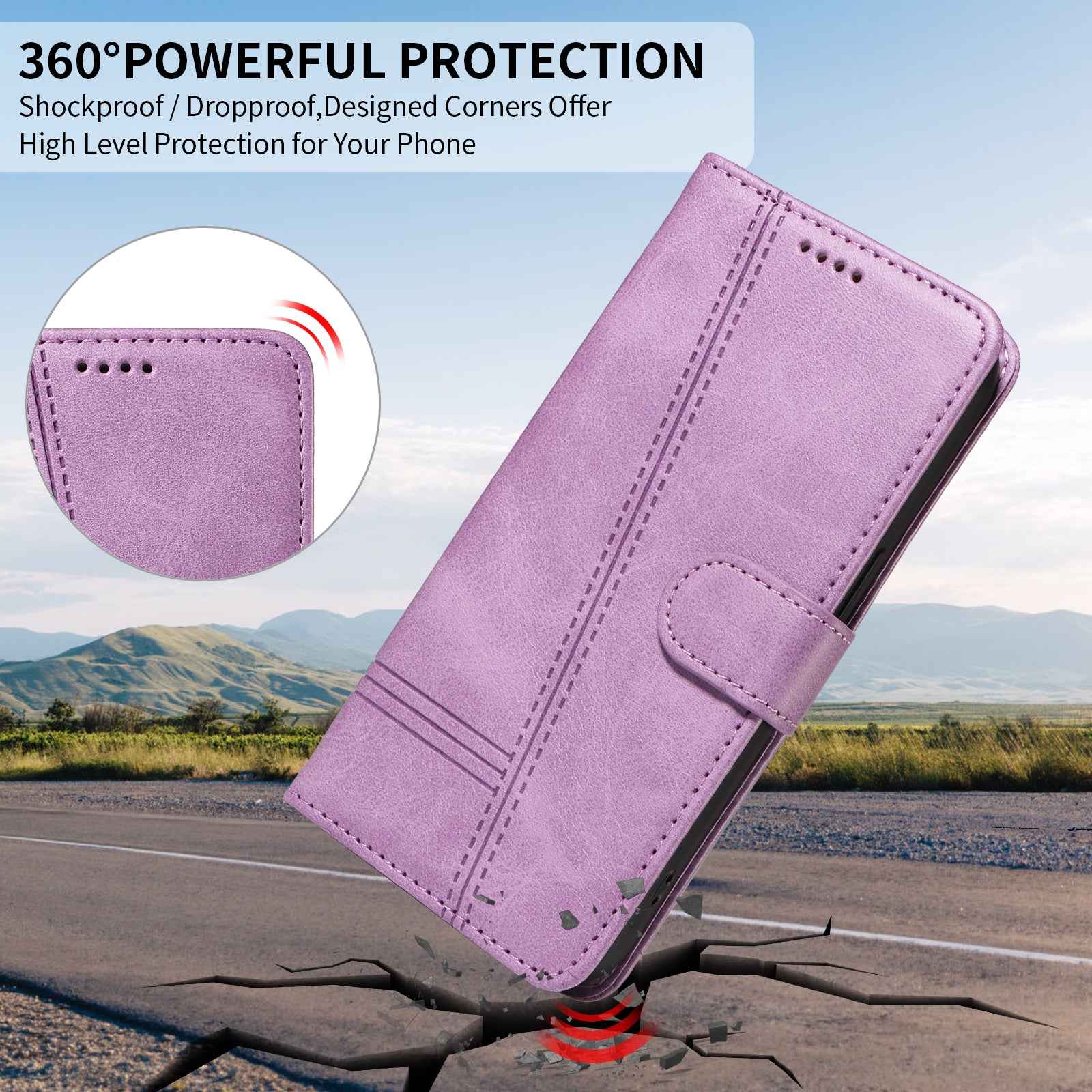 For Xiaomi 17 Pro Wallet Case T-Shape Lines Leather Phone Cover Stand -  Light Purple