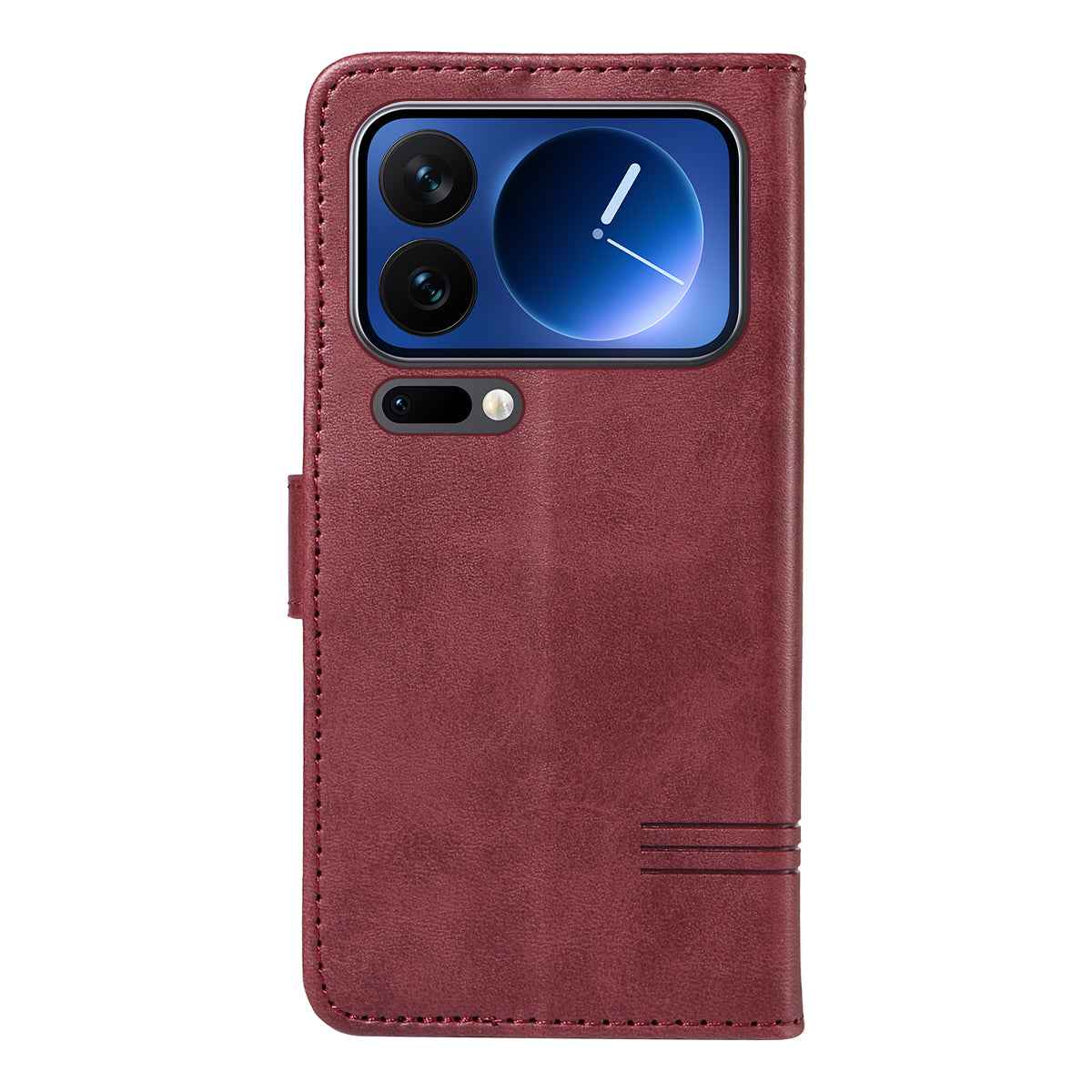 For Xiaomi 17 Pro Wallet Case T-Shape Lines Leather Phone Cover Stand - Wine Red
