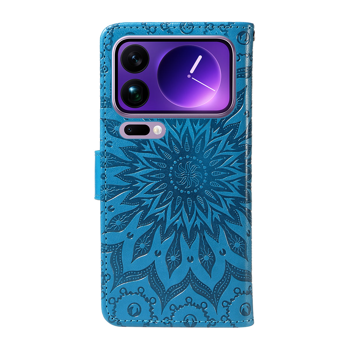 For Xiaomi 17 Pro Max Leather Wallet Case Sunflower Imprinted Phone Cover - Blue