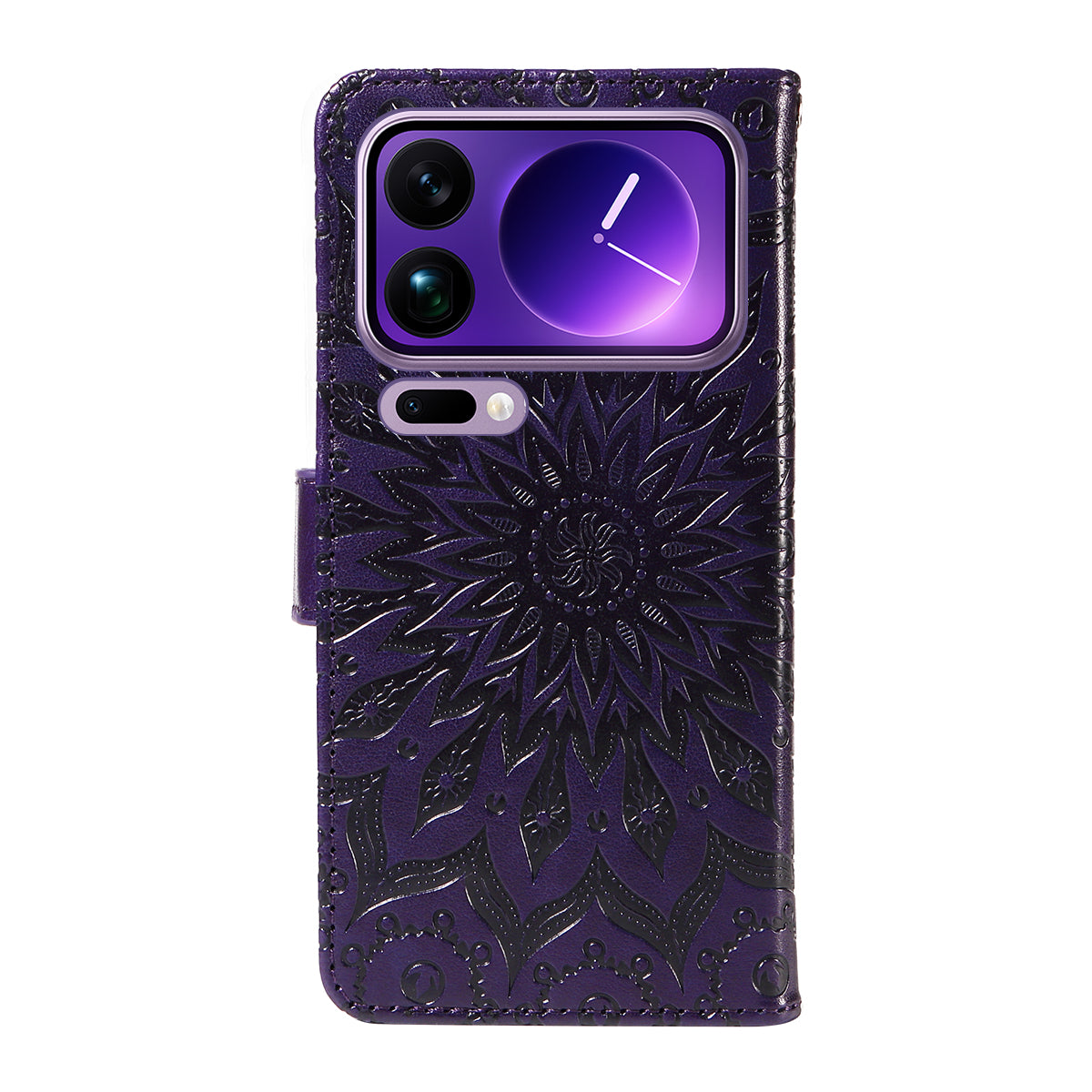 For Xiaomi 17 Pro Max Leather Wallet Case Sunflower Imprinted Phone Cover - Purple