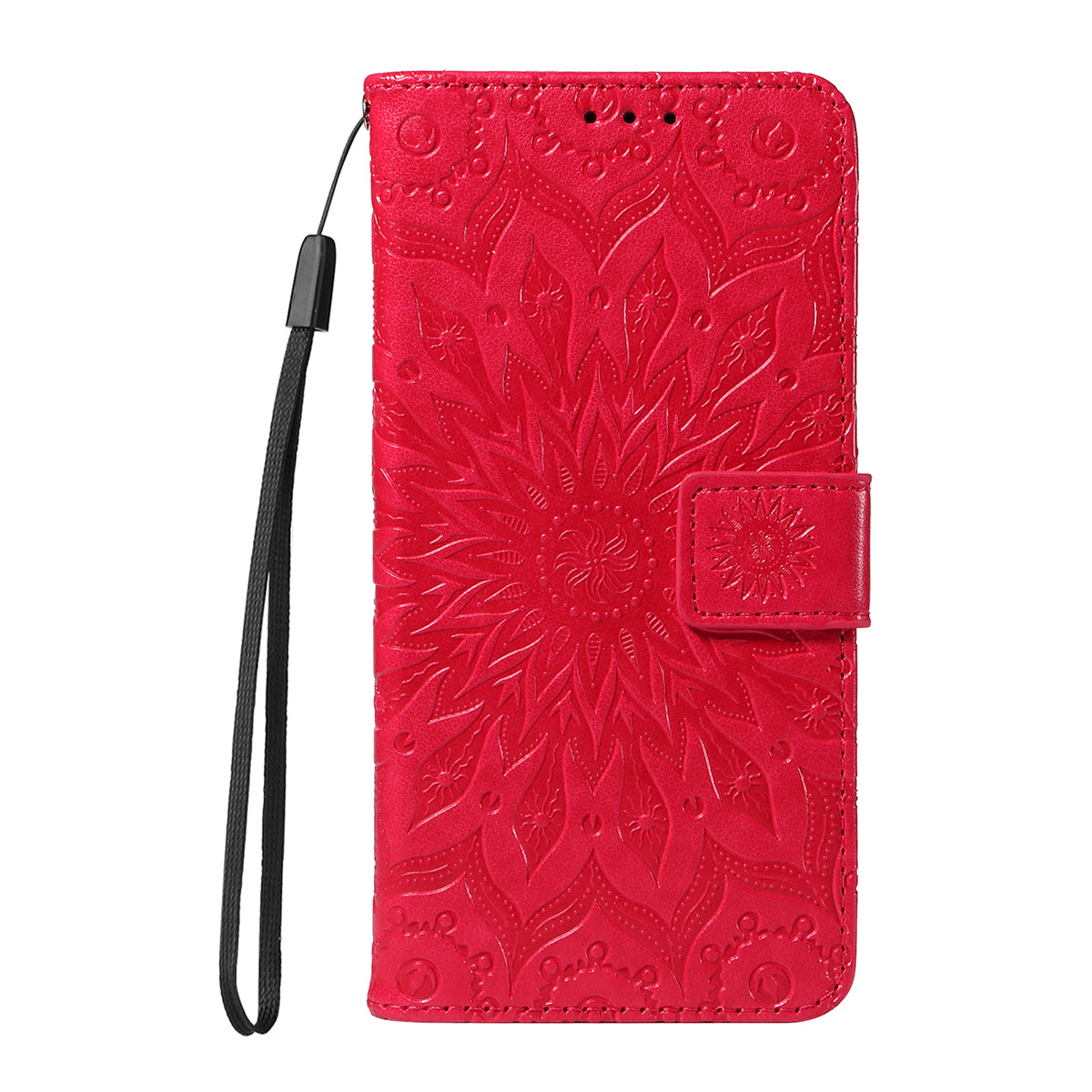 For Xiaomi 17 Pro Max Leather Wallet Case Sunflower Imprinted Phone Cover - Red