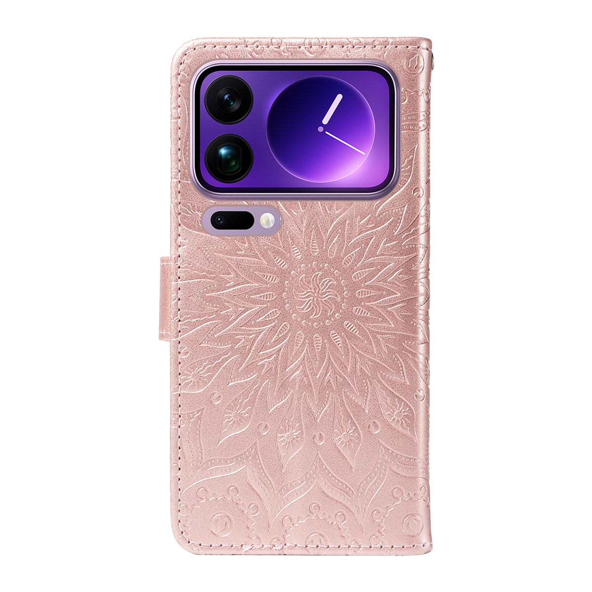 For Xiaomi 17 Pro Max Leather Wallet Case Sunflower Imprinted Phone Cover -  Rose Gold