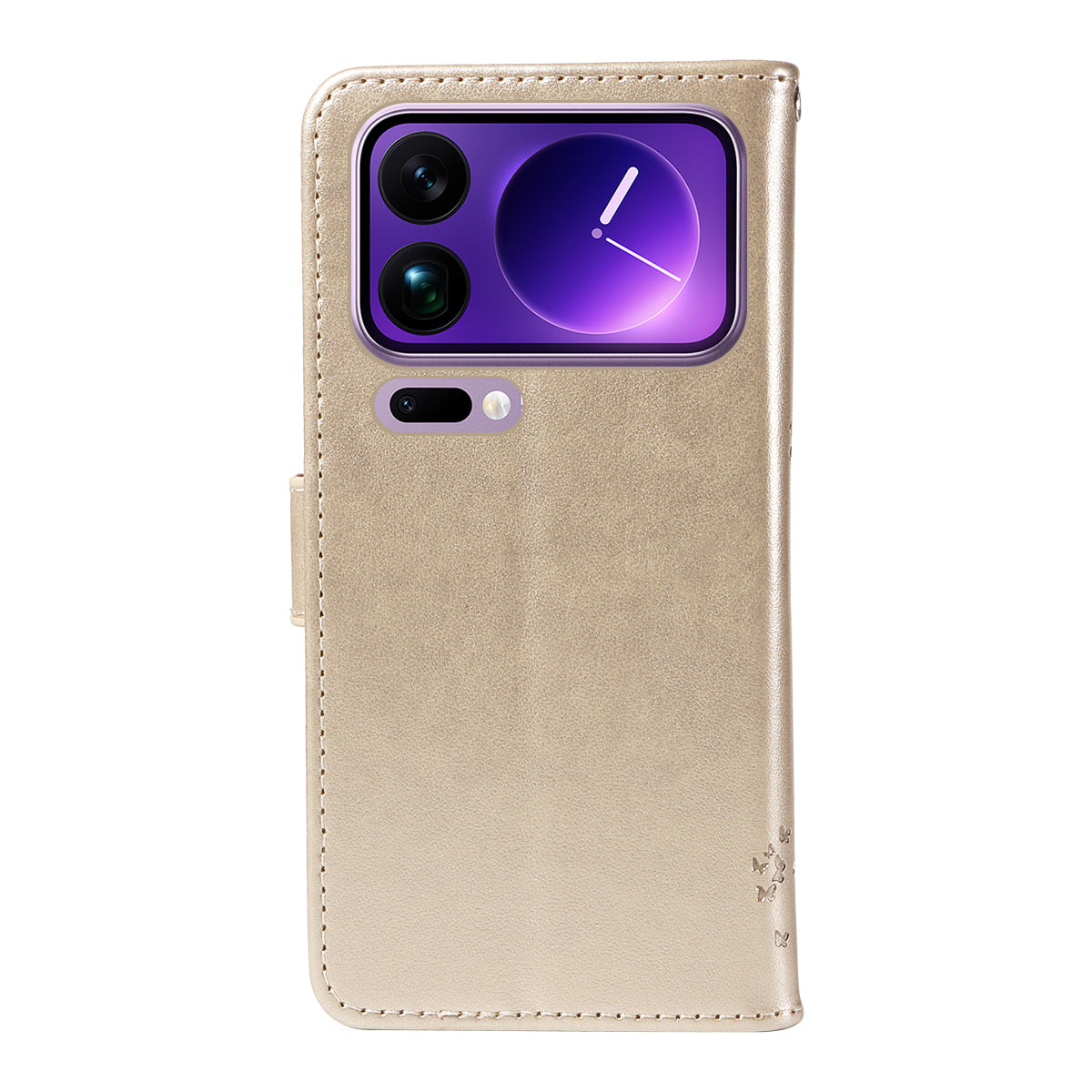 For Xiaomi 17 Pro Max Phone Case with Stand Cat Tree Pattern Leather Wallet Mobile Cover - Gold