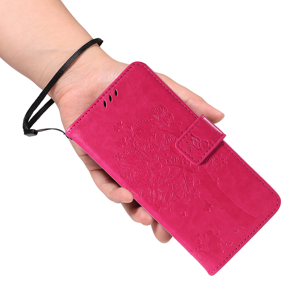 For Xiaomi 17 Pro Max Phone Case with Stand Cat Tree Pattern Leather Wallet Mobile Cover - Rose