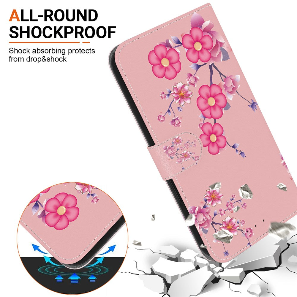 For Xiaomi Redmi Note 15 Pro 5G (Global) Wallet Phone Case Pattern Printing Leather Flip Cover with Strap - Sakura