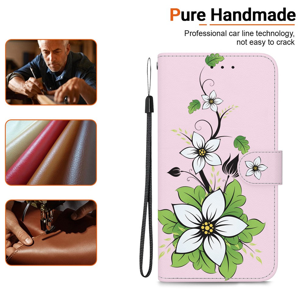 For Xiaomi Redmi Note 15 Pro 5G (Global) Wallet Phone Case Pattern Printing Leather Flip Cover with Strap - Lily