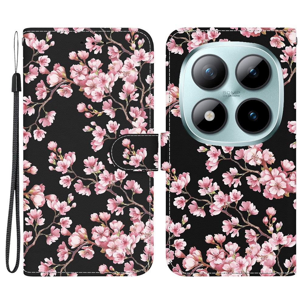 For Xiaomi Redmi Note 15 Pro 5G (Global) Wallet Phone Case Pattern Printing Leather Flip Cover with Strap - Plum Blossom