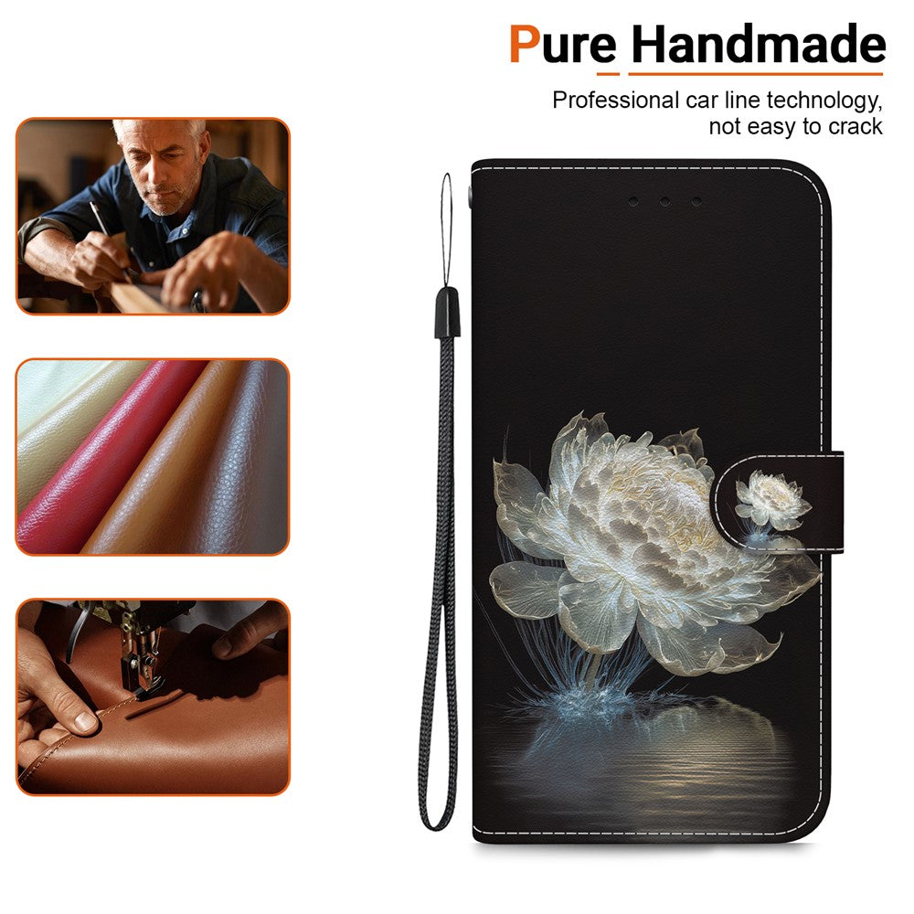 For Xiaomi Redmi Note 15 Pro 5G (Global) Wallet Phone Case Pattern Printing Leather Flip Cover with Strap - Crystal Peony