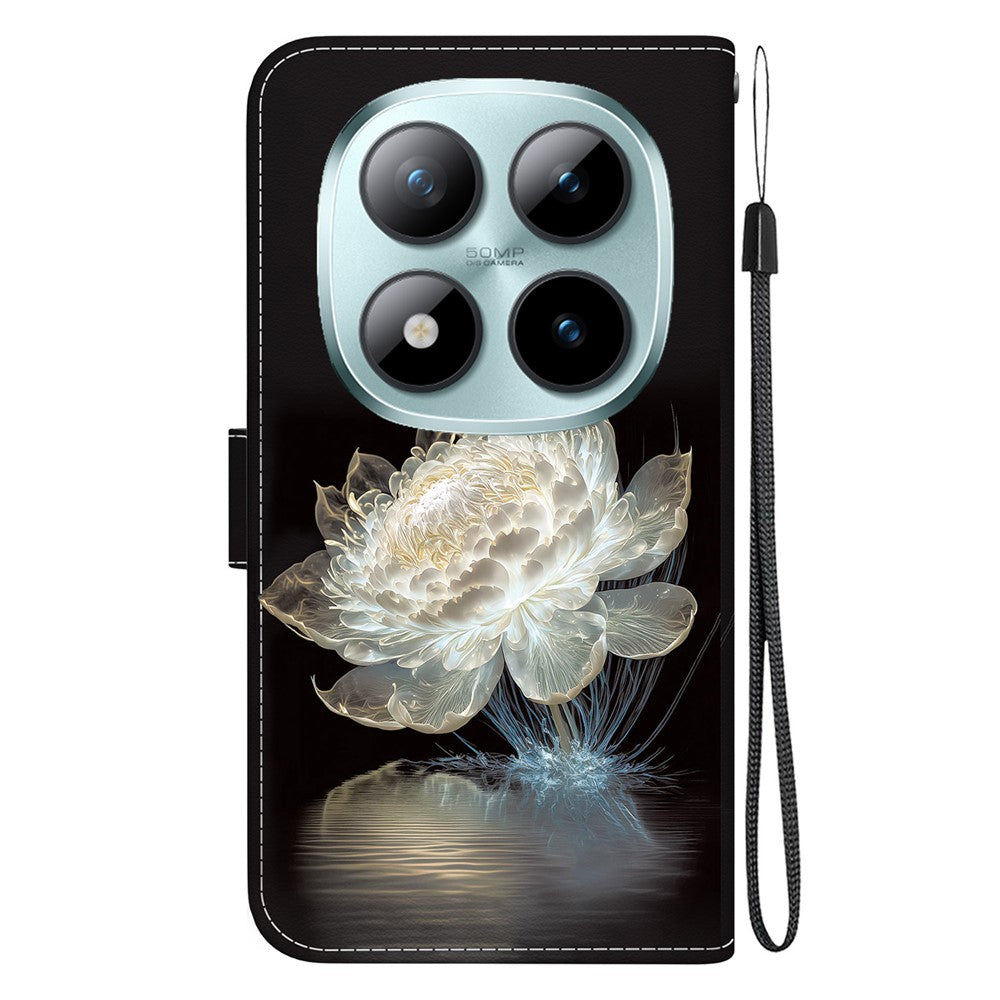 For Xiaomi Redmi Note 15 Pro 5G (Global) Wallet Phone Case Pattern Printing Leather Flip Cover with Strap - Crystal Peony