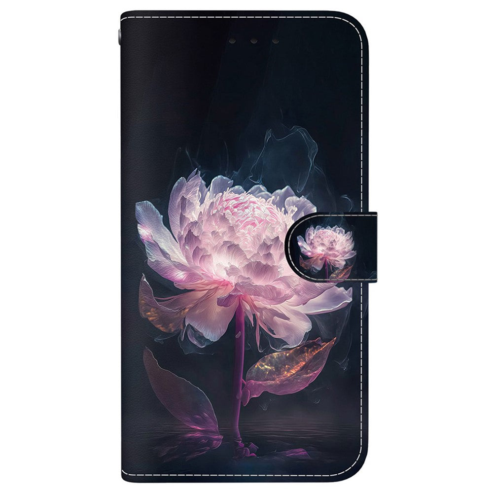 For Xiaomi Redmi Note 15 Pro 5G (Global) Wallet Phone Case Pattern Printing Leather Flip Cover with Strap - Purple Peony