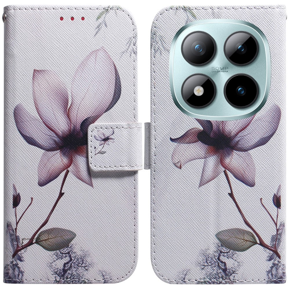 For Xiaomi Redmi Note 15 Pro 5G (Global) Wallet Case Pattern Print Leather Phone Cover - Pink Flower