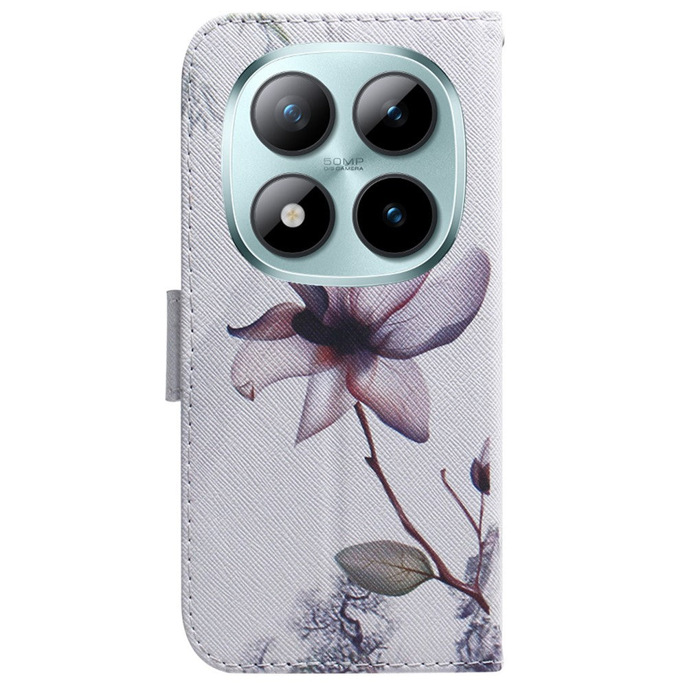 For Xiaomi Redmi Note 15 Pro 5G (Global) Wallet Case Pattern Print Leather Phone Cover - Pink Flower