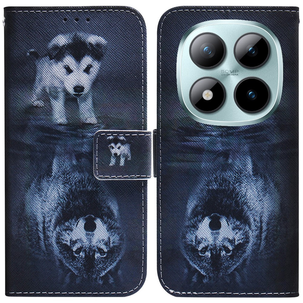 For Xiaomi Redmi Note 15 Pro 5G (Global) Wallet Case Pattern Print Leather Phone Cover - Dog and Wolf