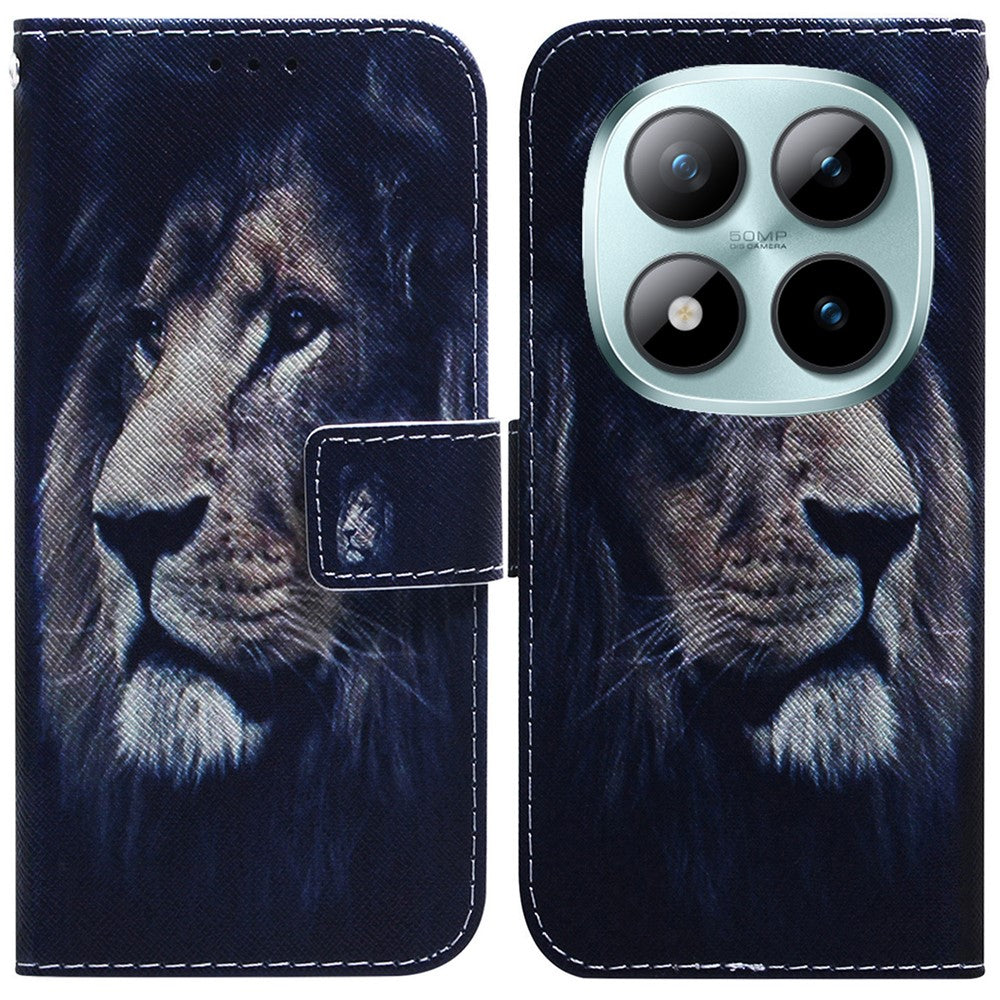 For Xiaomi Redmi Note 15 Pro 5G (Global) Wallet Case Pattern Print Leather Phone Cover - Lion