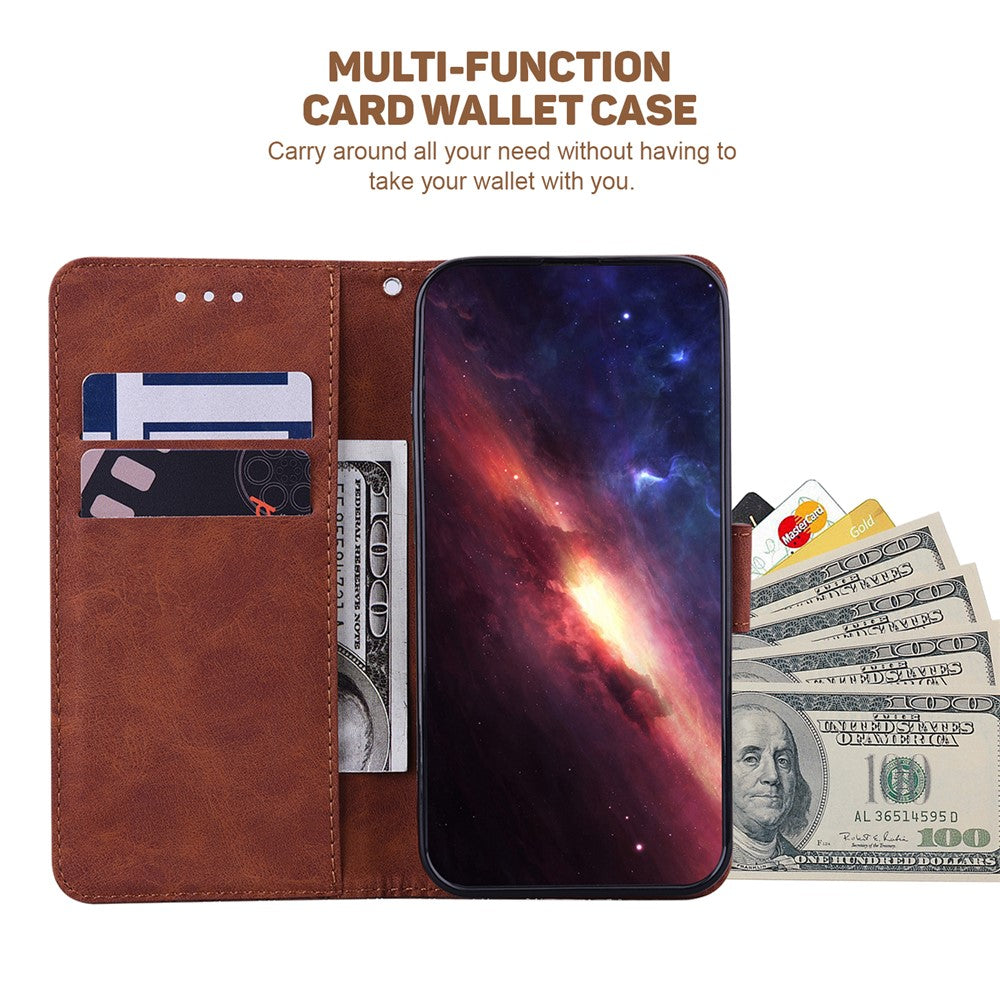For Xiaomi Redmi Note 15 Pro 5G (Global) Case Geometry Pattern Leather Wallet Phone Cover with Wrist Strap - Brown