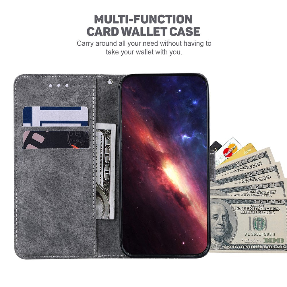 For Xiaomi Redmi Note 15 Pro 5G (Global) Case Geometry Pattern Leather Wallet Phone Cover with Wrist Strap - Grey
