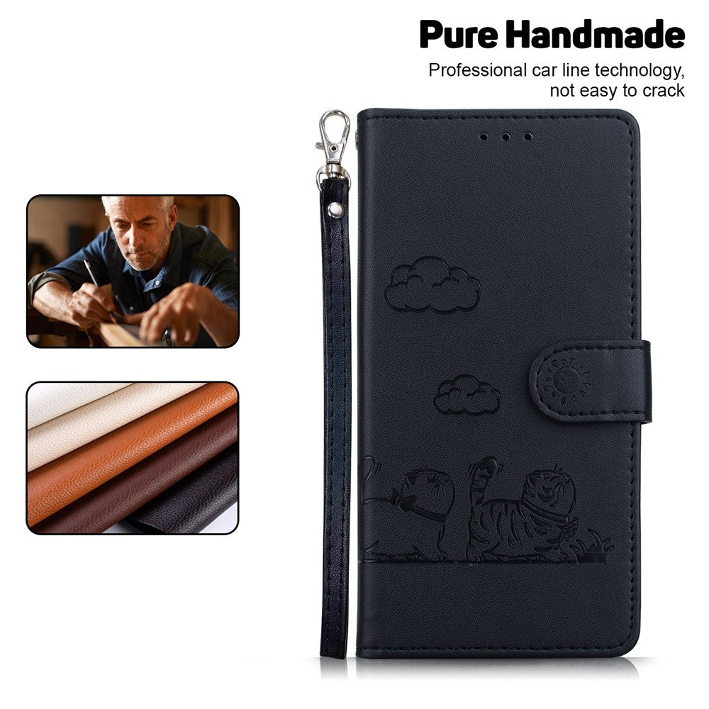 For Xiaomi Redmi Note 15 Pro 5G (Global) Case RFID Blocking Kitten Pattern TPU + PU Leather Phone Cover with Wrist Strap - Black