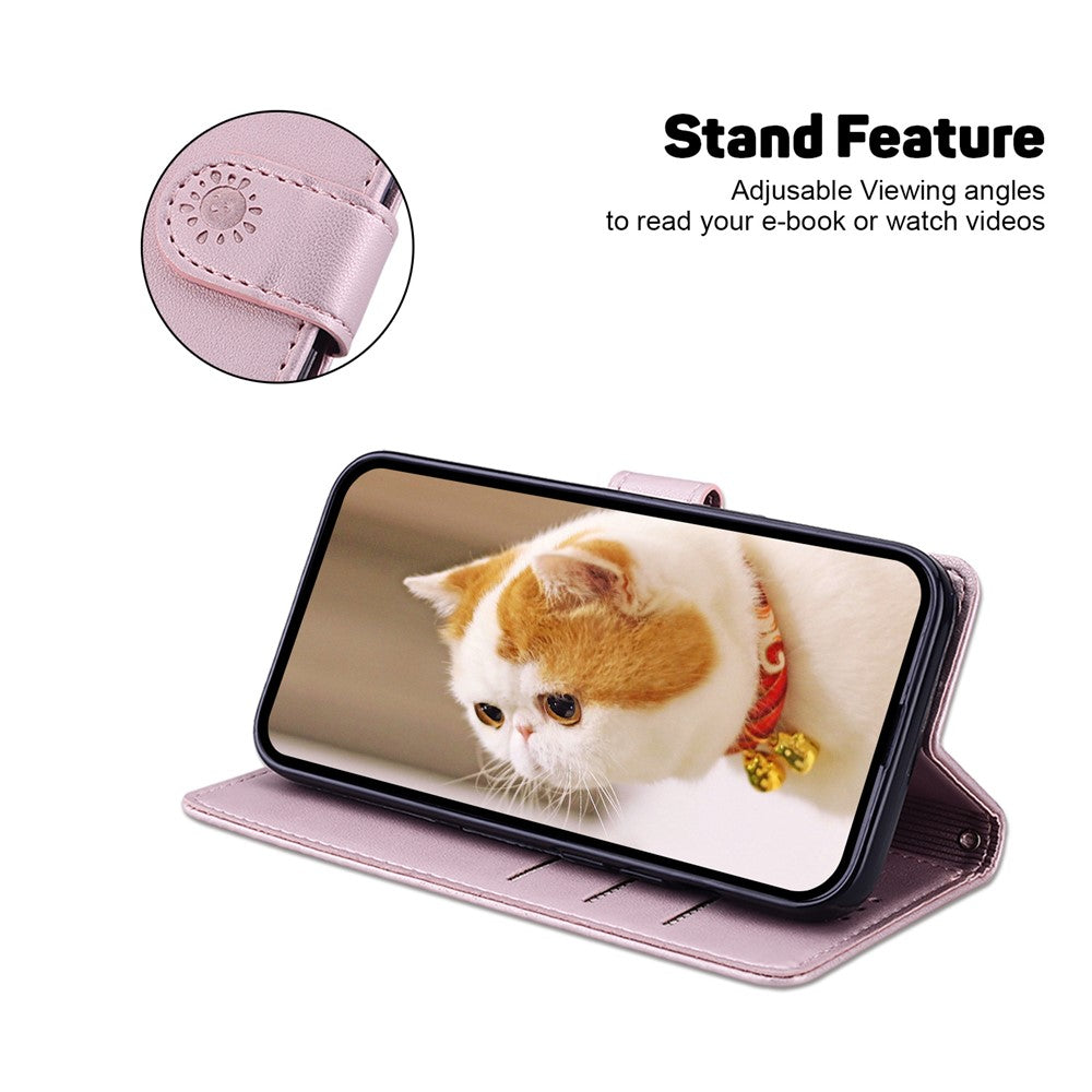 For Xiaomi Redmi Note 15 Pro 5G (Global) Case RFID Blocking Kitten Pattern TPU + PU Leather Phone Cover with Wrist Strap - Pink