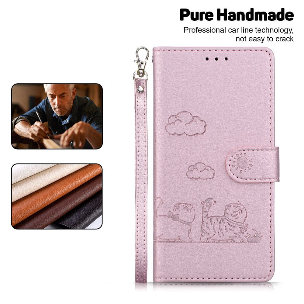 For Xiaomi Redmi Note 15 Pro 5G (Global) Case RFID Blocking Kitten Pattern TPU + PU Leather Phone Cover with Wrist Strap - Pink