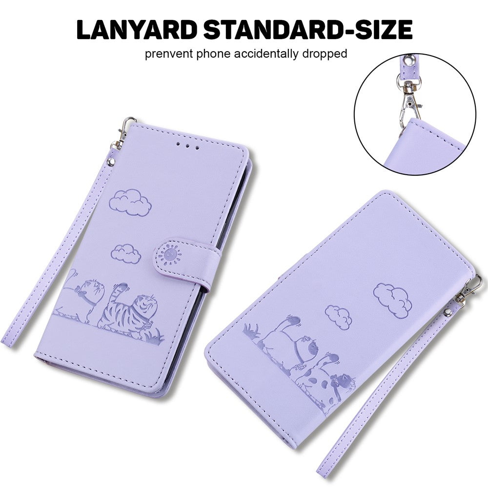 For Xiaomi Redmi Note 15 Pro 5G (Global) Case RFID Blocking Kitten Pattern TPU + PU Leather Phone Cover with Wrist Strap - Purple