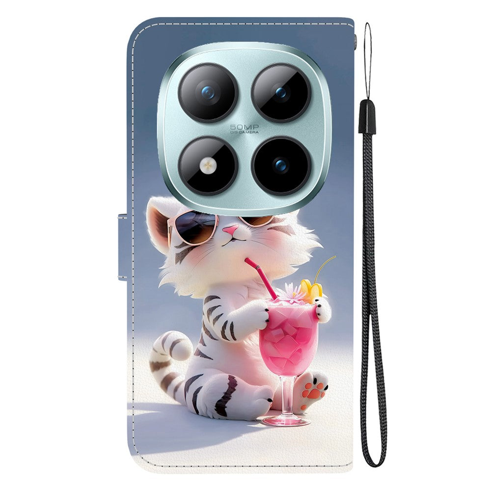 For Xiaomi Redmi Note 15 Pro 5G (Global) Case Pattern Printing Leather Flip Wallet Phone Cover with Lanyard - Cartoon Tiger