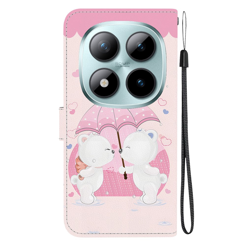 For Xiaomi Redmi Note 15 Pro 5G (Global) Case Pattern Printing Leather Flip Wallet Phone Cover with Lanyard - Cartoon Couple Bear