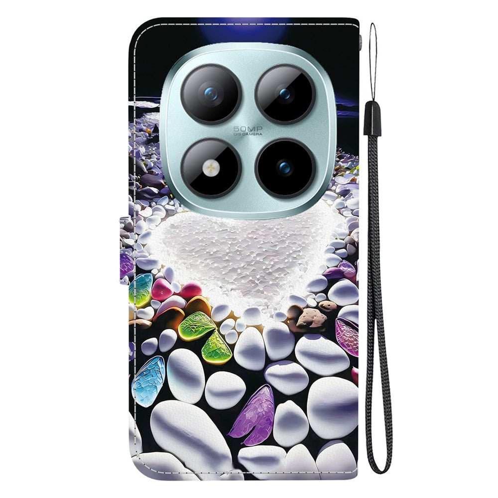 For Xiaomi Redmi Note 15 Pro 5G (Global) Case Pattern Printing Leather Flip Wallet Phone Cover with Lanyard - Heart Shape