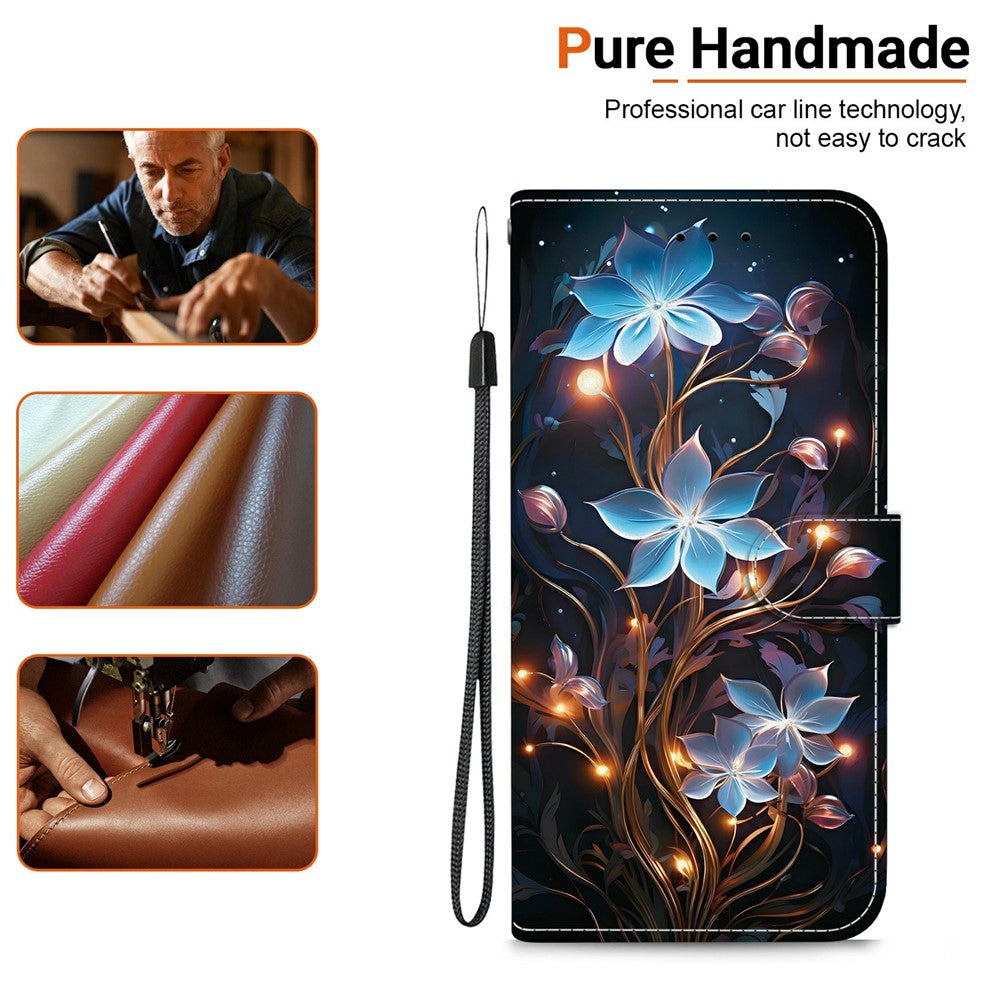 For Xiaomi Redmi Note 15 Pro 5G (Global) Case Pattern Printing Leather Flip Wallet Phone Cover with Lanyard - Small Lantern Flower