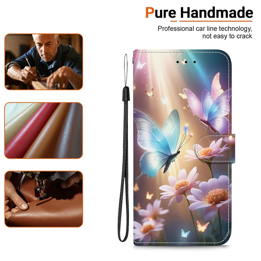 For Xiaomi Redmi Note 15 Pro 5G (Global) Case Pattern Printing Leather Flip Wallet Phone Cover with Lanyard - Butterfly Floral