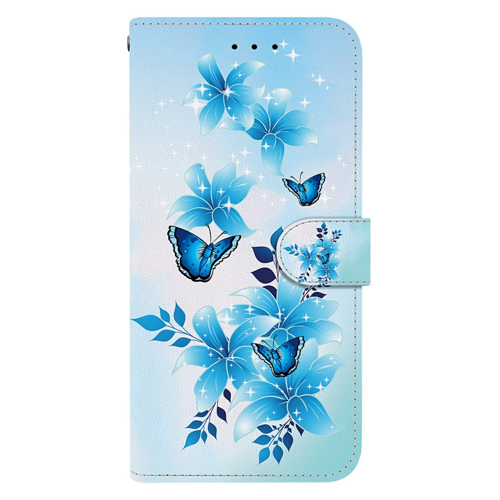 For Xiaomi Redmi Note 15 Pro 5G (Global) Case Pattern Printing Leather Flip Wallet Phone Cover with Lanyard - Blue Butterfly