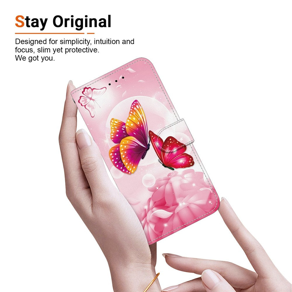 For Xiaomi Redmi Note 15 Pro 5G (Global) Case Pattern Printing Leather Flip Wallet Phone Cover with Lanyard - Pink Butterfly