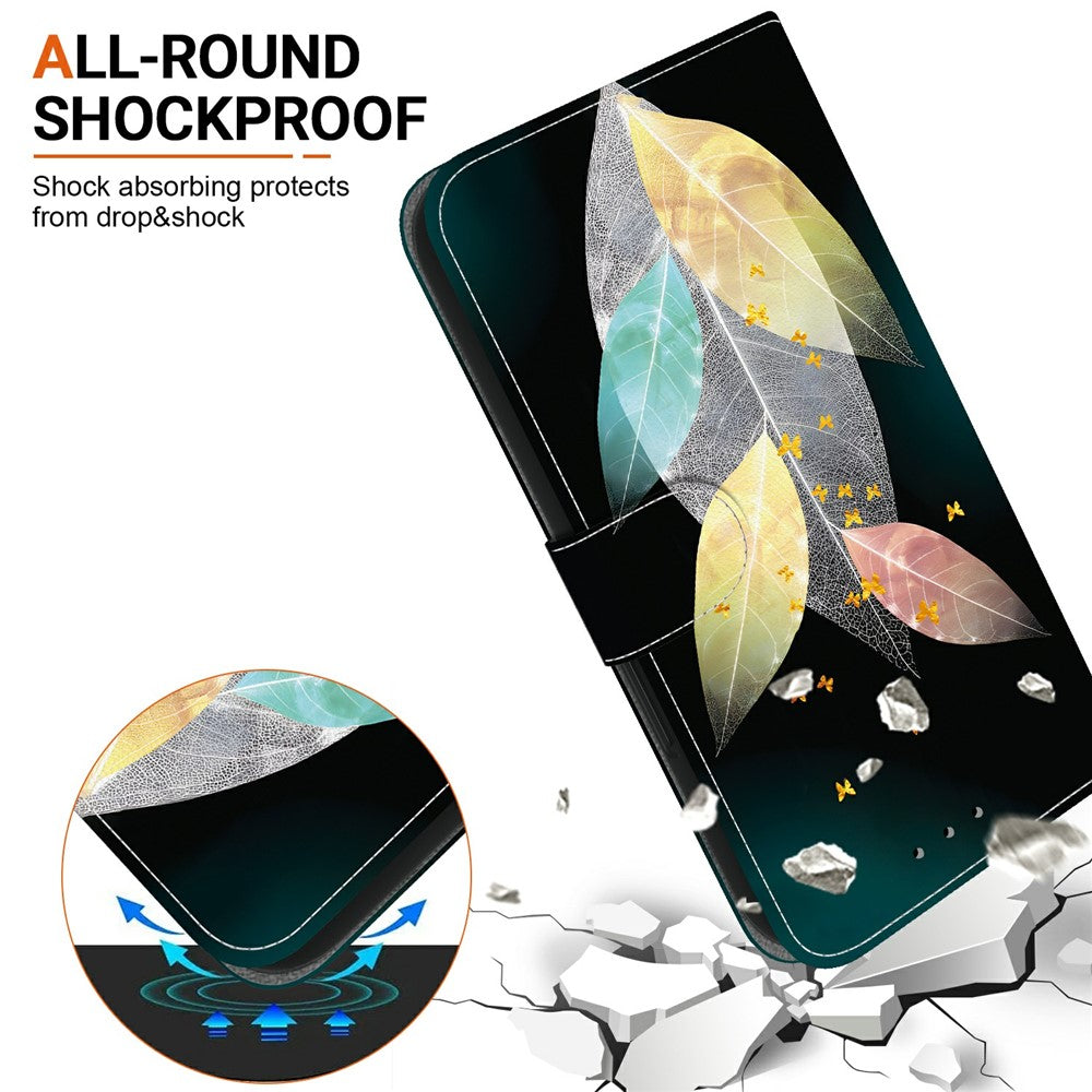 For Xiaomi Redmi Note 15 Pro 5G (Global) Case Pattern Printing Leather Flip Wallet Phone Cover with Lanyard - Colored Leaves