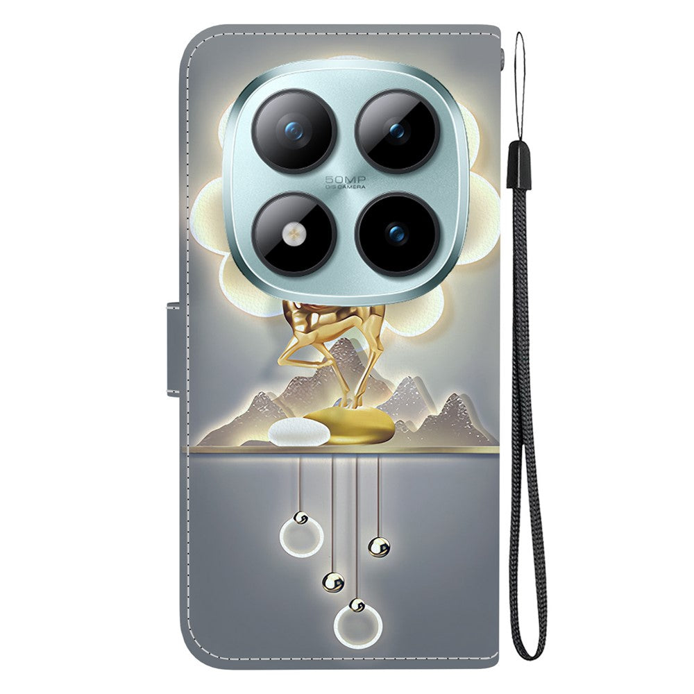 For Xiaomi Redmi Note 15 Pro 5G (Global) Case Pattern Printing Leather Flip Wallet Phone Cover with Lanyard - Sika Deer