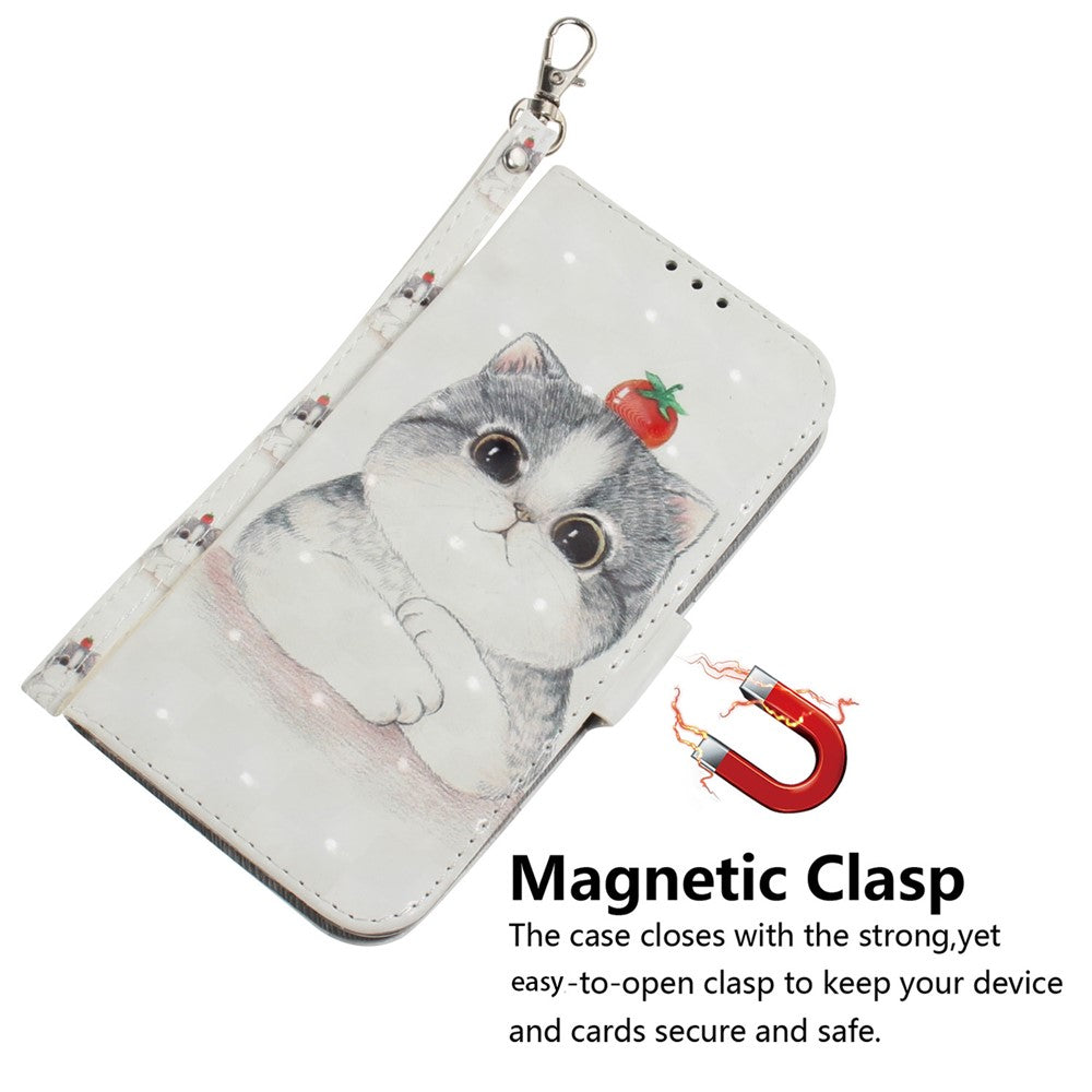 For Xiaomi Redmi Note 15 Pro 5G (Global) Case Pattern Printing Leather Wallet Phone Cover with Wrist Strap - Cute Cat