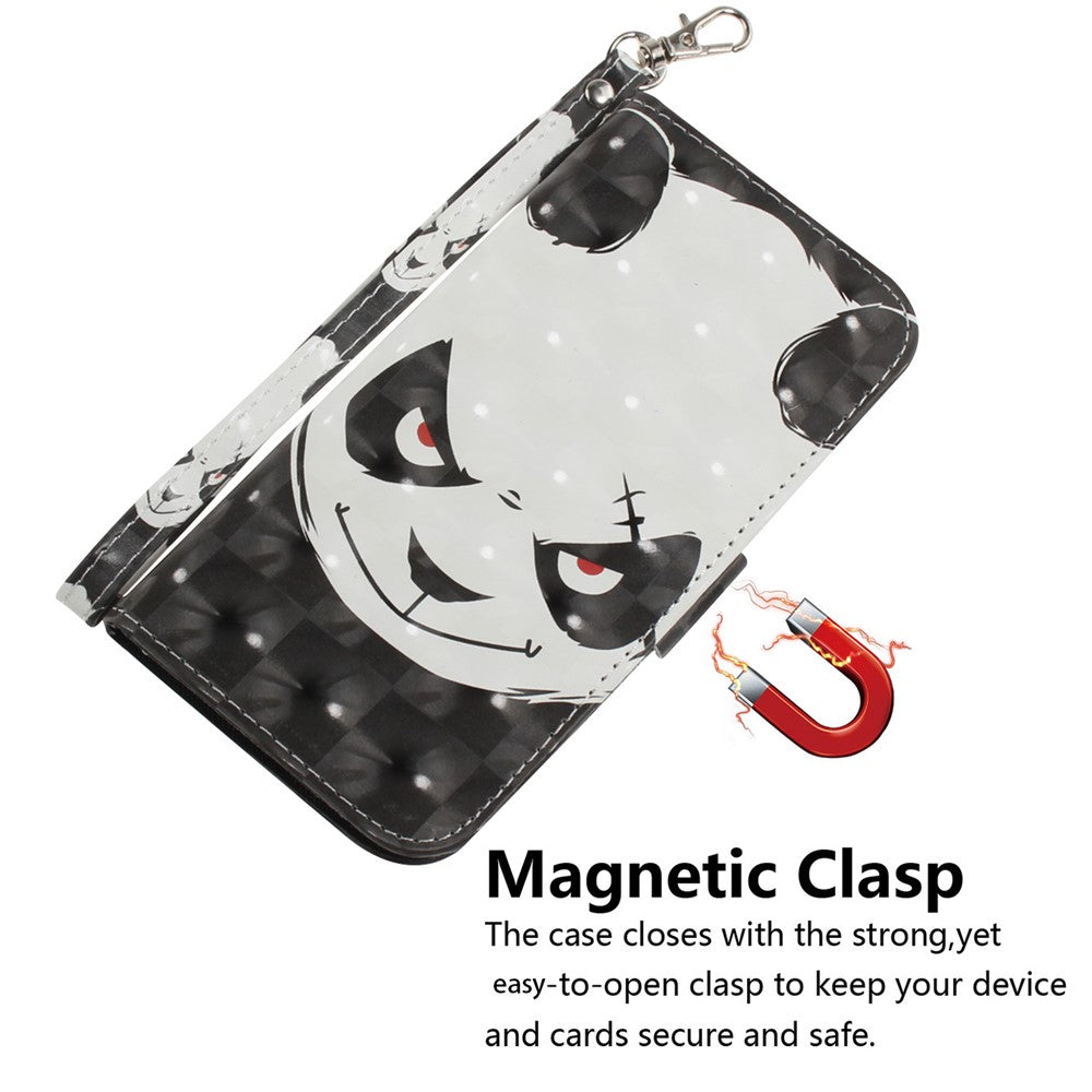 For Xiaomi Redmi Note 15 Pro 5G (Global) Case Pattern Printing Leather Wallet Phone Cover with Wrist Strap - Angry Panda