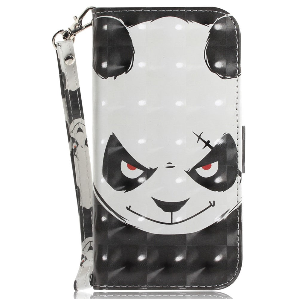 For Xiaomi Redmi Note 15 Pro 5G (Global) Case Pattern Printing Leather Wallet Phone Cover with Wrist Strap - Angry Panda