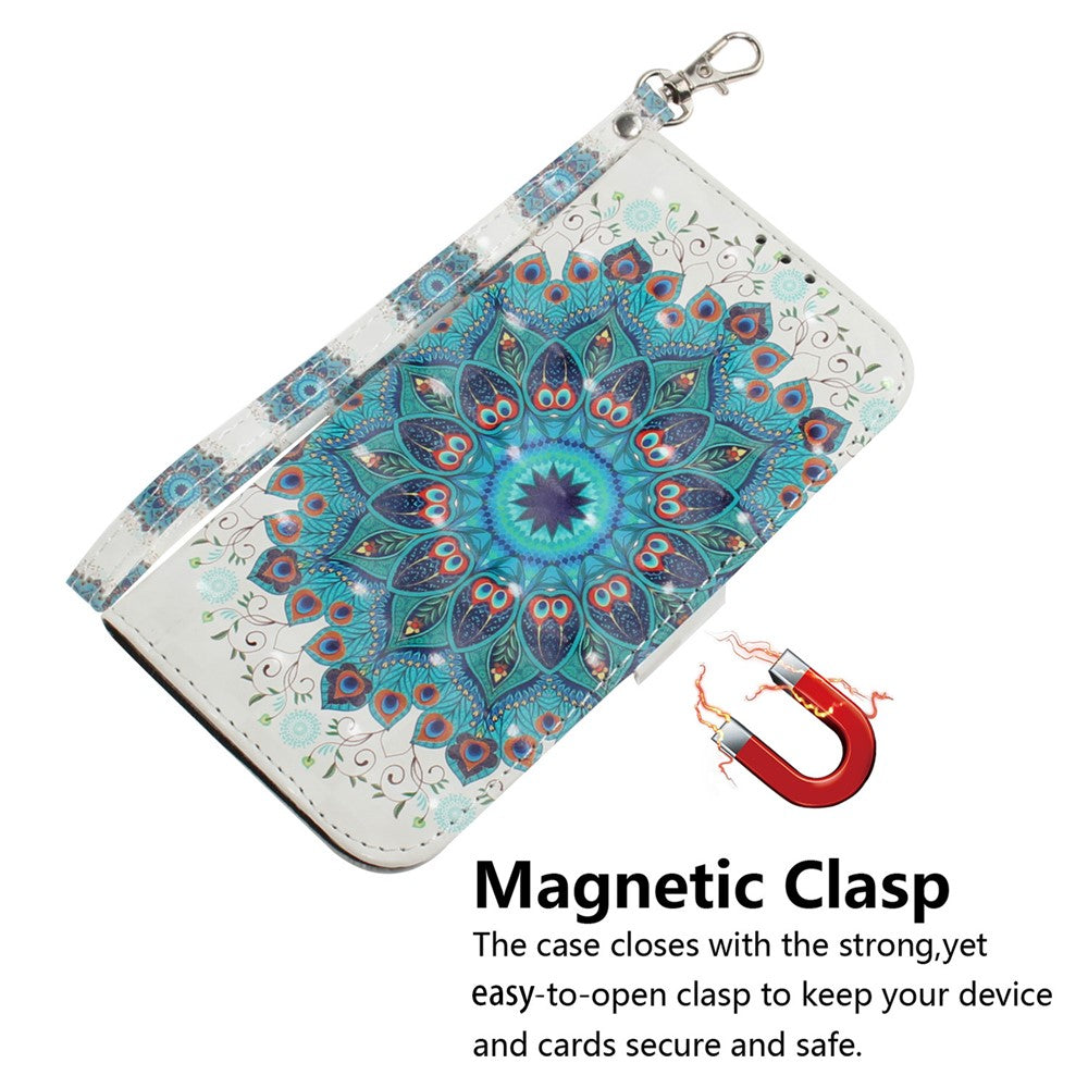 For Xiaomi Redmi Note 15 Pro 5G (Global) Case Pattern Printing Leather Wallet Phone Cover with Wrist Strap - Peacock Wreath